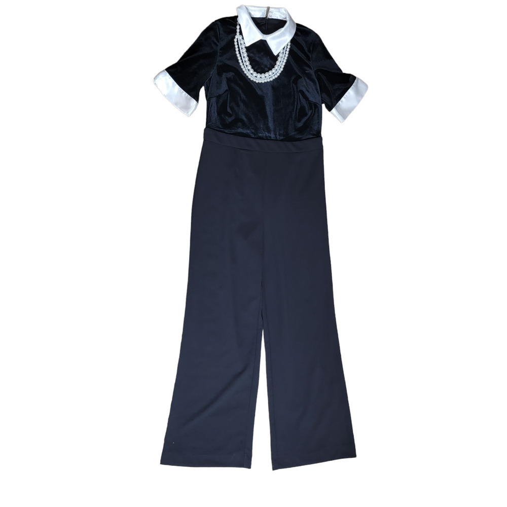 Addison Evenings Collared Jumper with Faux Pearl Necklace sz 6